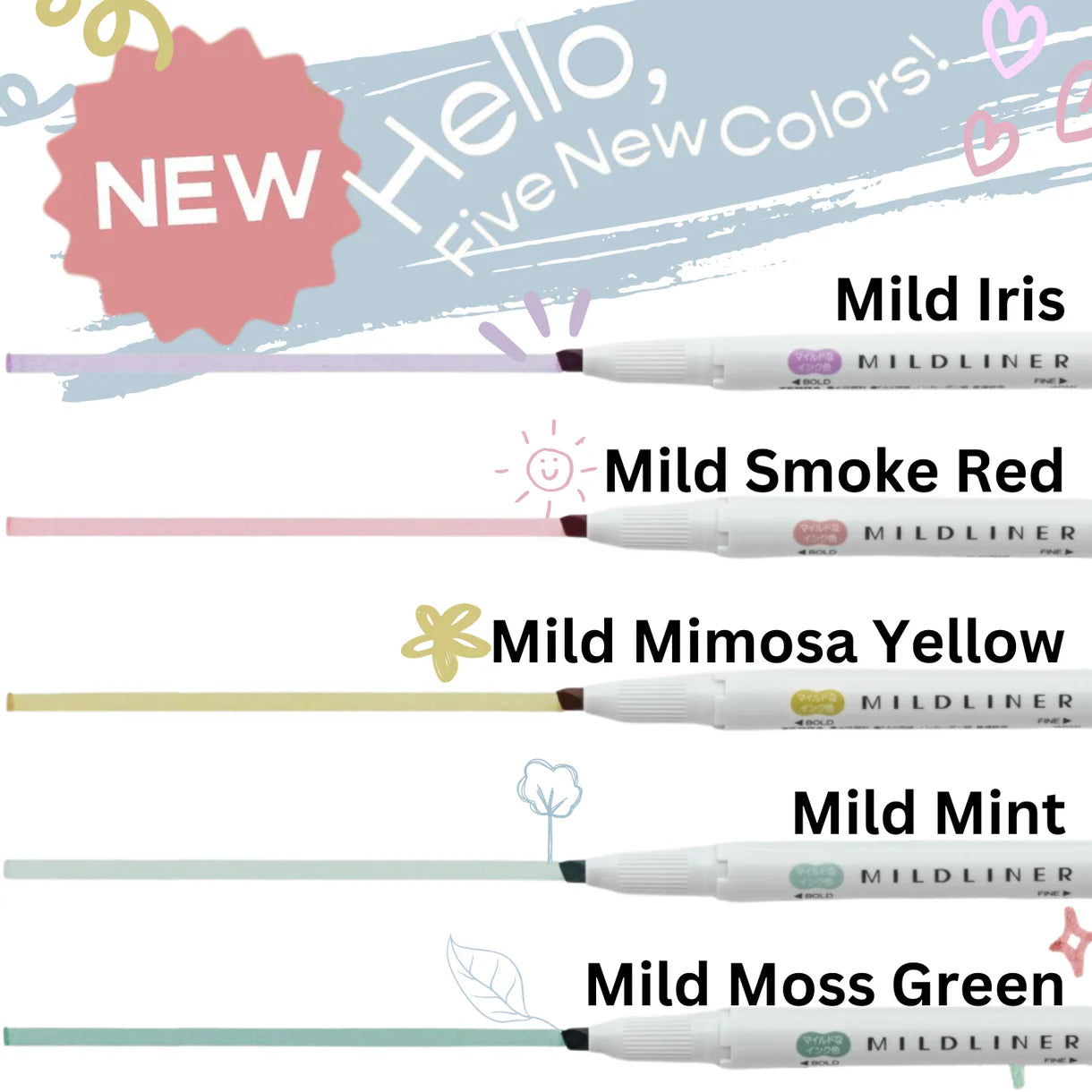Zebra Mildliner Double-Sided Highlighter - 2025 Calm Mild Colors New Set