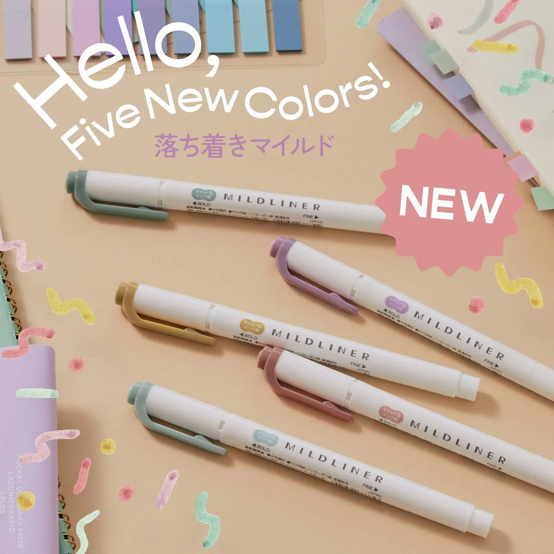 Zebra Mildliner Double-Sided Highlighter - 2025 Calm Mild Colors New Set