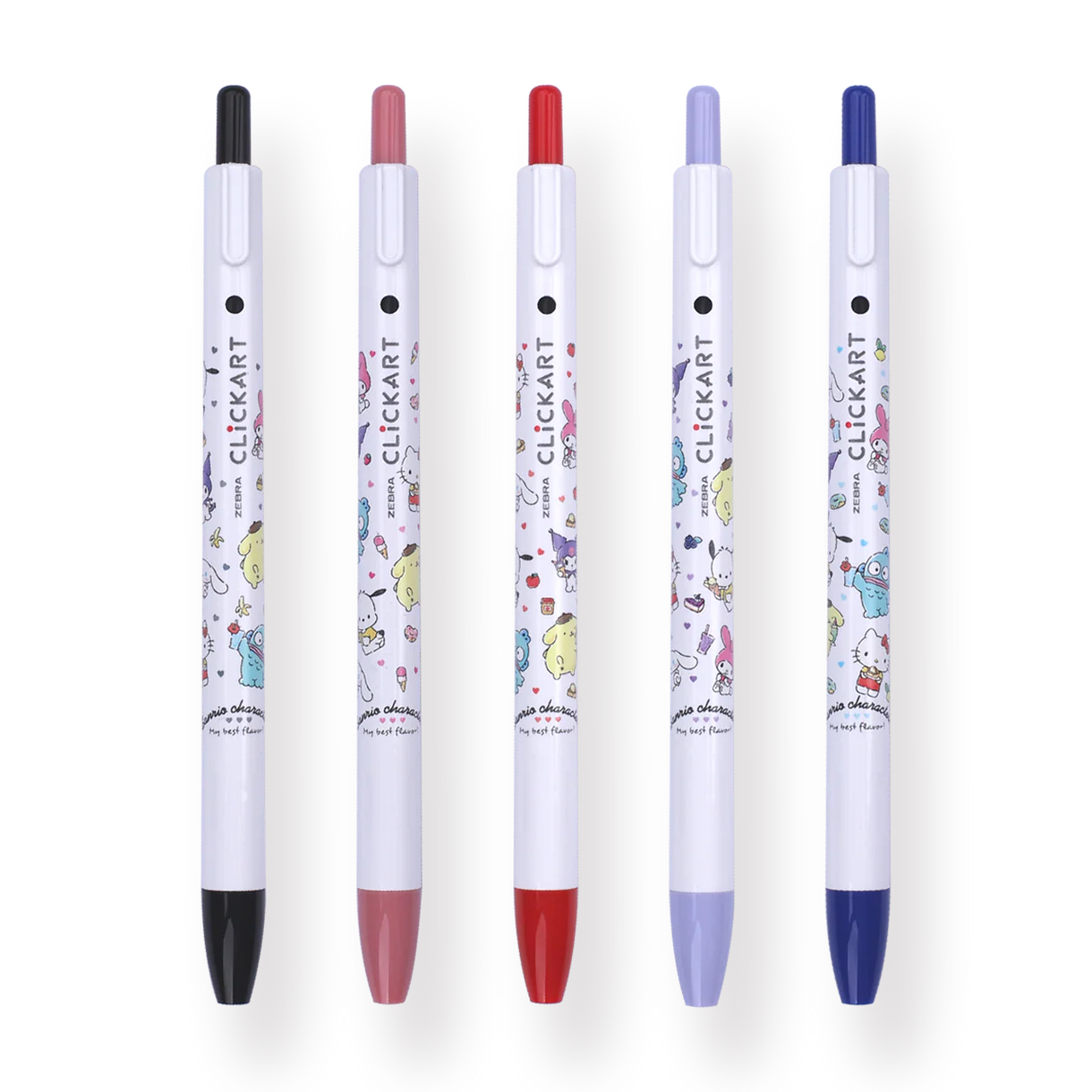 Zebra x Sanrio Clickart Retractable Sign Pen - 0.6 mm - Set of 5