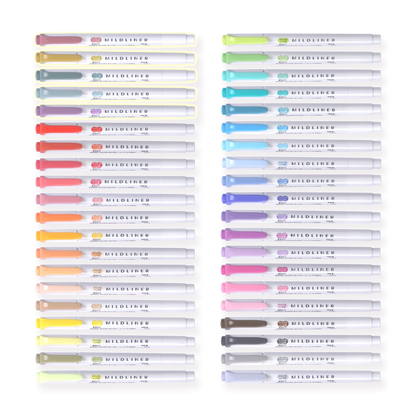 Zebra Mildliner Double-Sided  Highlighter (with New 2025 Colors!) - 40 Color Set with Case