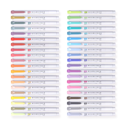 Zebra Mildliner Double-Sided  Highlighter (with New 2025 Colors!) - 40 Color Set with Case