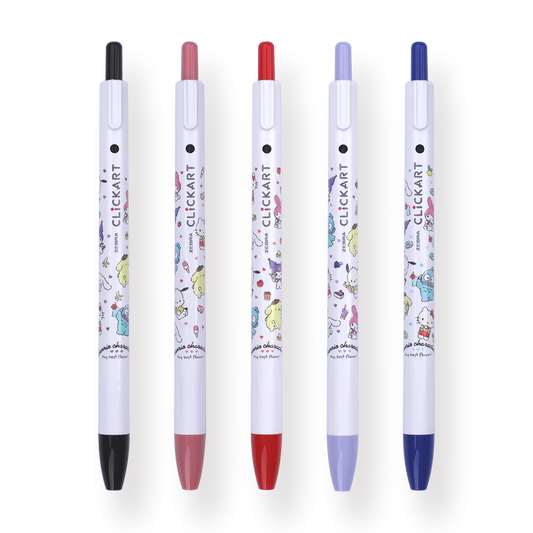 Zebra x Sanrio Clickart Retractable Sign  Pen - 0.6 mm - Set of 5